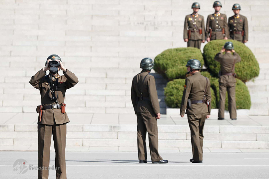 سرباز کره شمالی در حاشیه دیدار وزیر دفاع آمریکا و کره جنوبی 