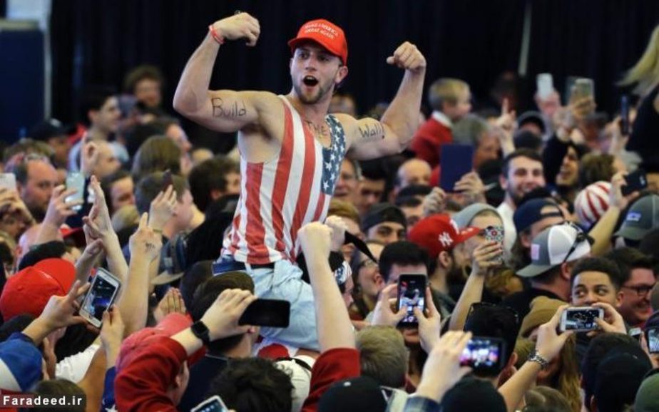 حامیان دونالد ترامپ در کمپین انتخاباتی پلاتس بورگ، نیویورک