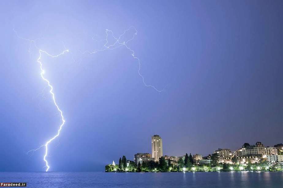 رعد و برق در دریاچه ژنو