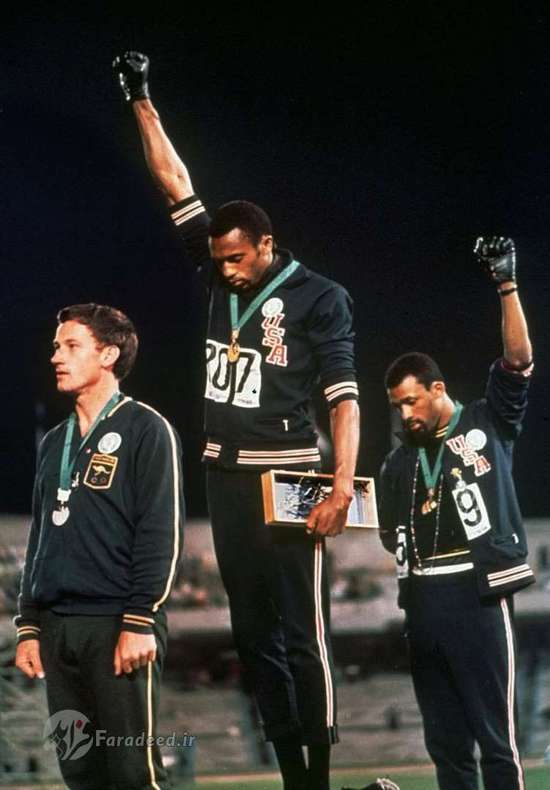 1968- درود قدرت سیاه ورزشکاران سیاه‌پوست آمریکایی 