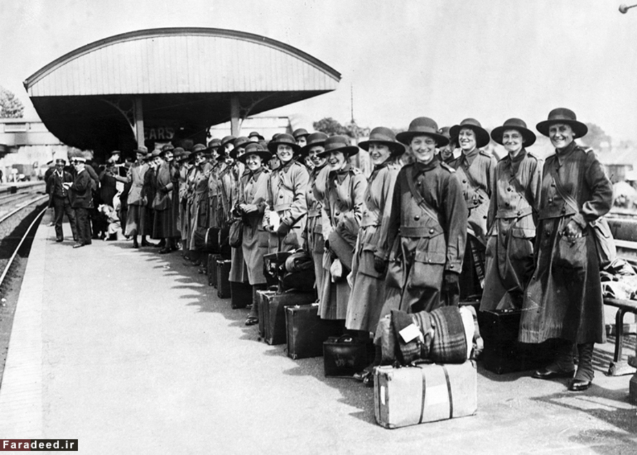 زنان انگلیسی منتظر اعزام به جبهه جنگ جهانی اول