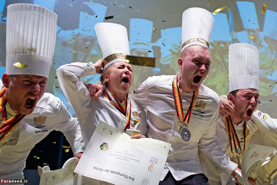 شادی پیروزی تیم سوئد در مسابقات آشپزی؛ آلمان