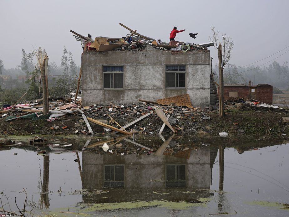 خسارت ناشی از توفان شدید در یانچنگ چین