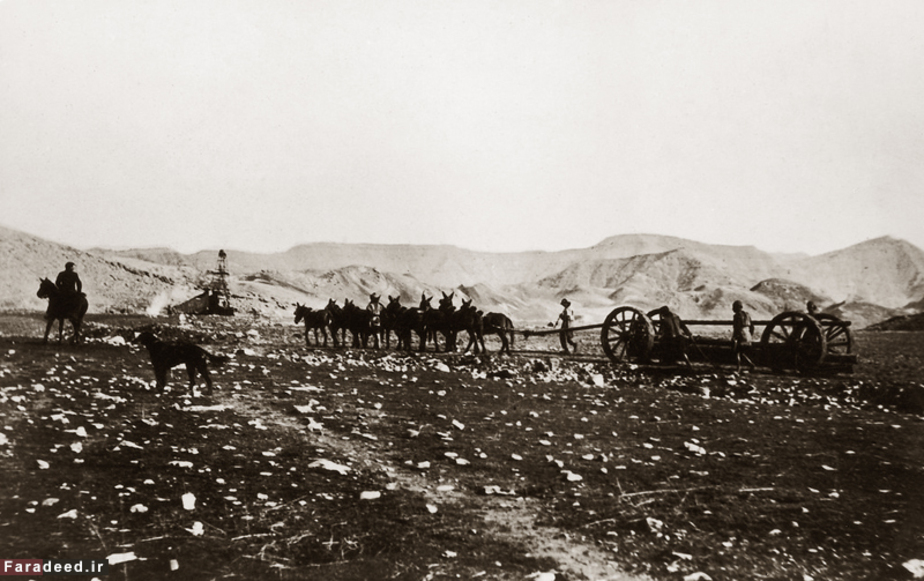 حمل و نقل تجهیزات حفاری در مسجد سلیمان. سال 1911