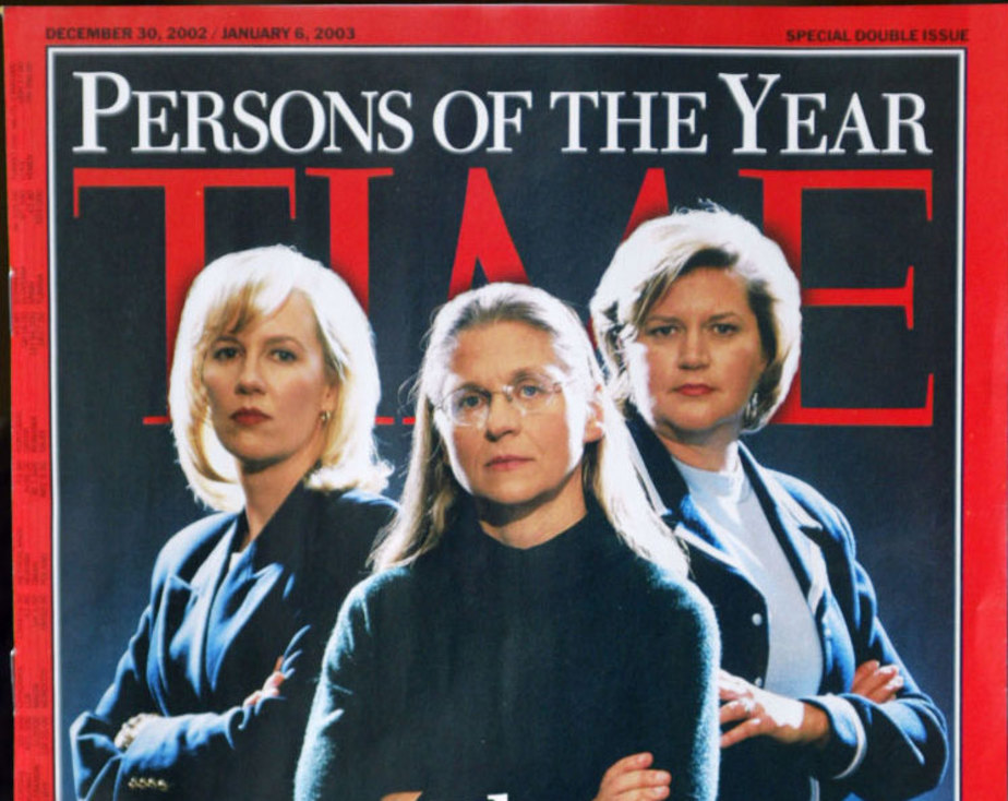 سینتیا کوپر از Wordcom کولین رولی از اف بی آی و شرون واتکینس از انرون که مجله تایم آنها را «انسان های سال» نامید