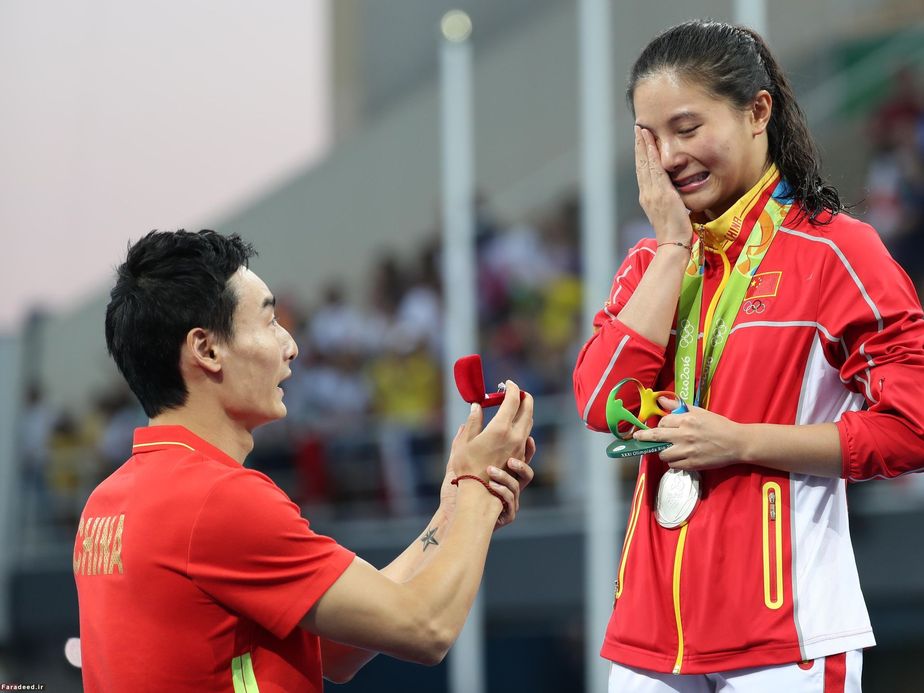 خواستگاری از برنده مدال نقره پس از فینال پرش 