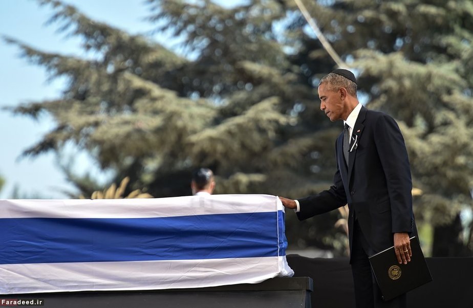 اوباما در مراسم دفن جسد شیمون پرز